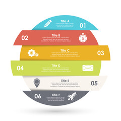 Vector infographic with 6 steps, options or processes. Template for diagram, graph, workflow, web design. Business concept isolated on white background.