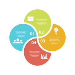 Vector infographic with 4 steps, options or processes. Template for diagram, graph, workflow, web design. Business concept isolated on white background.