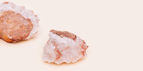 Beautiful stone calcite mineral. Natural translucent gemstone solid.