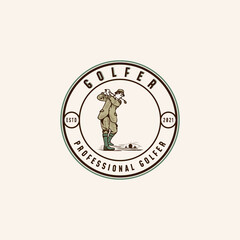 Golf Vintage Logo Desain Illustration For Golfer. Golfer Vecrtor Illustration