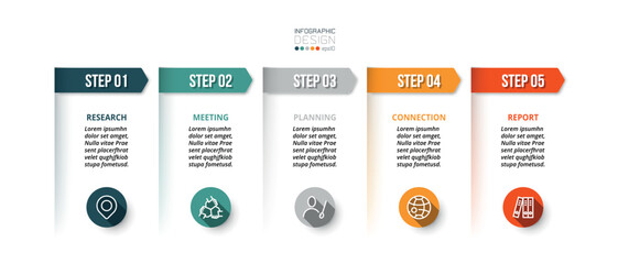 Present new ideas or work planning, work processes, and explain and report on results by square infographic vector design.
