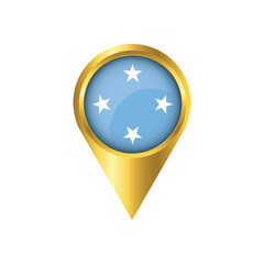 Flag of Micronesia.symbol check in Micronesia, golden map pointer with the national flag of Micronesia in the button. vector illustration.