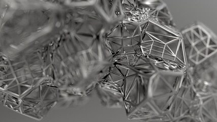3d Crystals Creative Abstract  Wallpaper Rendering in Space Grey Metallic Color