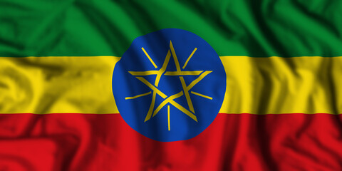 Ethiopia flag realistic waving