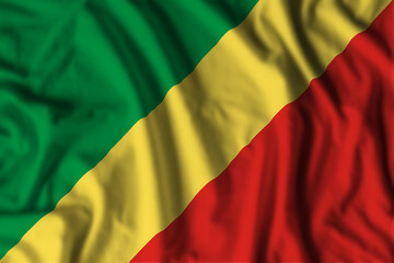 Obraz premium Republic of Congo flag realistic waving