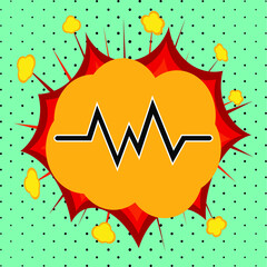 Heart rhythm sign, pop art explosion, vector illustration for design