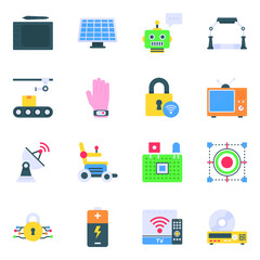 
Pack of Futuristic Technology Flat Icons 
