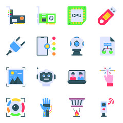 
Pack of Computer Accessories and Gadget Flat Icons
