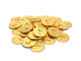 Pile of Gold coins with Rupee symbol - 3D Illustration