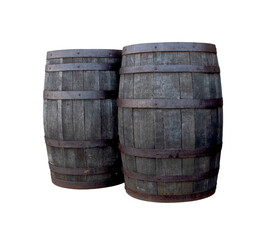 Fototapeta premium Vintage wooden barrel winemaking or whiskey isolated background