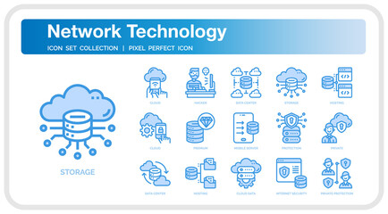 Network technology icon set