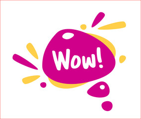 Wow Bubble talk phrases. Hand drawn doodle speech bubbles. Bright red thought bubbles. Vector illustration doodle style.