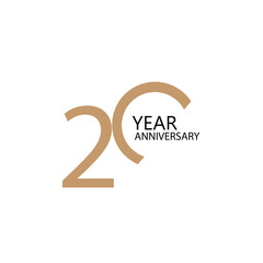 20 year anniversary celebration vector template design illustration - obrazy, fototapety, plakaty