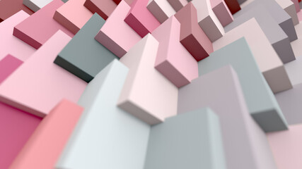 3d Abstract Tile Maze Minimal Background Wallpaper Render in Grey and Pastel Pink Color