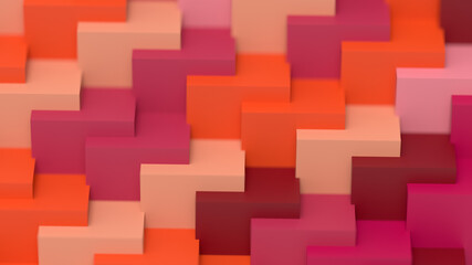 3d Abstract Pattern Minimal Background Wallpaper of Squares in Red and Coral Bright Colourful Tone