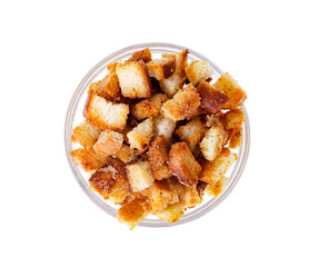 tasty Homemade white bread croutons. Studio Photo