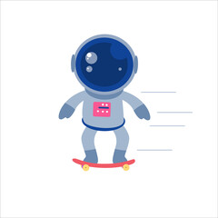 Astronaut With Skateboard Character Vector Template Design Illustration