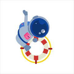 Astronaut With Swimming Balloon Character Vector Template Design Illustration