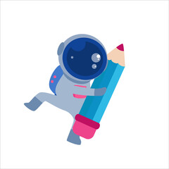 Astronaut With Pencil Character Vector Template Design Illustration