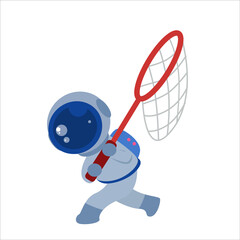 Cute Fisherman Astronaut Character Vector Template Design Illustration