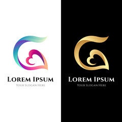 Fototapeta premium Love letter G logo template with gradient color style