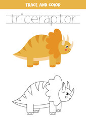 Trace word trice raptor and color the dinosaur.