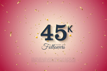 45k followers with light gradient numbers and pink background.
