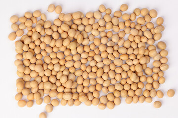 Soyabean pile on white background