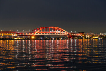 Fototapeta na wymiar 神戸大橋の夜景 ポートライナー 2021年1月撮影