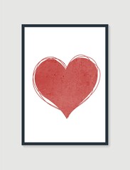 Trendy abstract heart hand drawn composition. Valentines day posters. Shape design for wall framed prints, canvas prints, poster, home decor.
