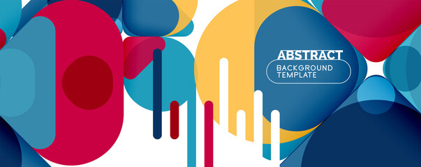 Modern geometric round shapes and dynamic lines, abstract background. Vector illustration for placards, brochures, posters and banners