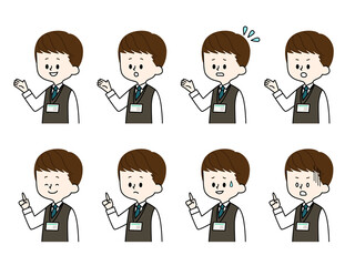 男性職員の表情セット