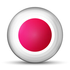 Glass light ball with flag of Japan. Round sphere, template icon. Japanese national symbol. Glossy realistic ball, 3D abstract vector illustration highlighted on a white background. Big bubble.
