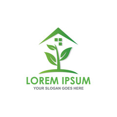 green house vector , nature home logo