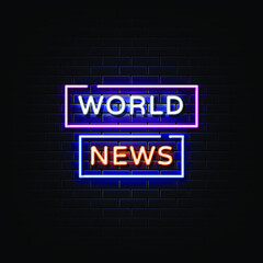 Obraz premium World news neon sign vector. 