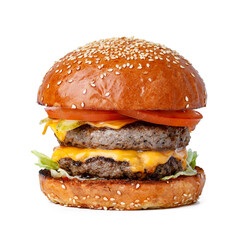 Delicious fresh burger isolated on white background