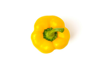 Top view of yellow bell pepper isolated on white
