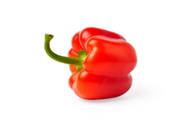 Isolated bell pepper. One red bell pepper isolated on white