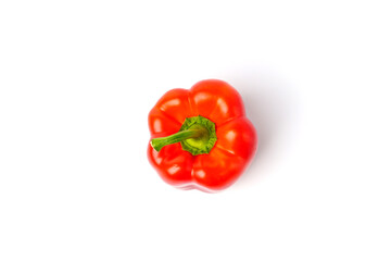 Top view of red bell pepper isolated on white
