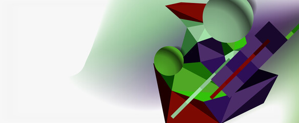 Trendy 3d geometric composition, design template for business or technology presentation, internet poster or web brochure cover