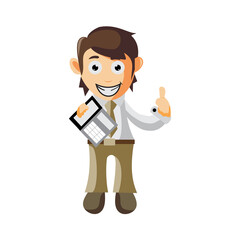 Business man Holding Calculator cartoon character Illustration design creation Isolated