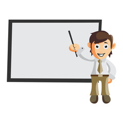 Business man with Blank Board cartoon character Illustration design creation Isolated