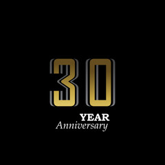 30 Year Anniversary Logo Vector Template Design Illustration gold and black