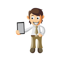 Business man with Blank Board cartoon character Illustration design creation Isolated
