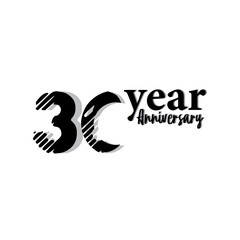 Fototapeta na wymiar 30 Year Anniversary Logo Vector Template Design Illustration black