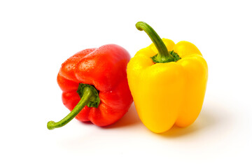 pepper isolated on white. red and yellow bell peppers