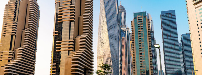 Buildings and skyscrapers in Dubai. City landscape.