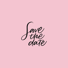 SAVE THE DATE LETTERING. WEDDING LETTERING. VECTOR BRUSH HAND LETTERING. WEDDING  HOLIDAY TYPOGRAPHY PHRASE. TYPE TEXT ART WORDS