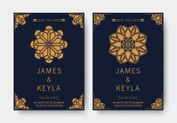 Luxury wedding invitation with mandala design