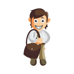 Business man Bring Bag cartoon character Illustration design creation Isolated